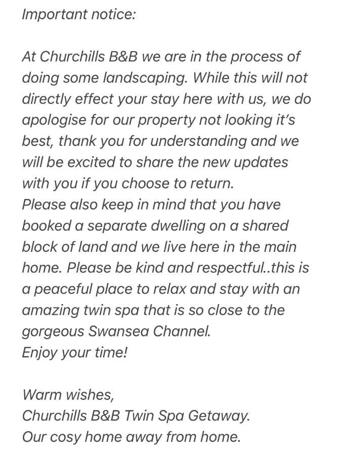 Churchill'S B&B Twin Spa Getaway Studio Суонзи Екстериор снимка